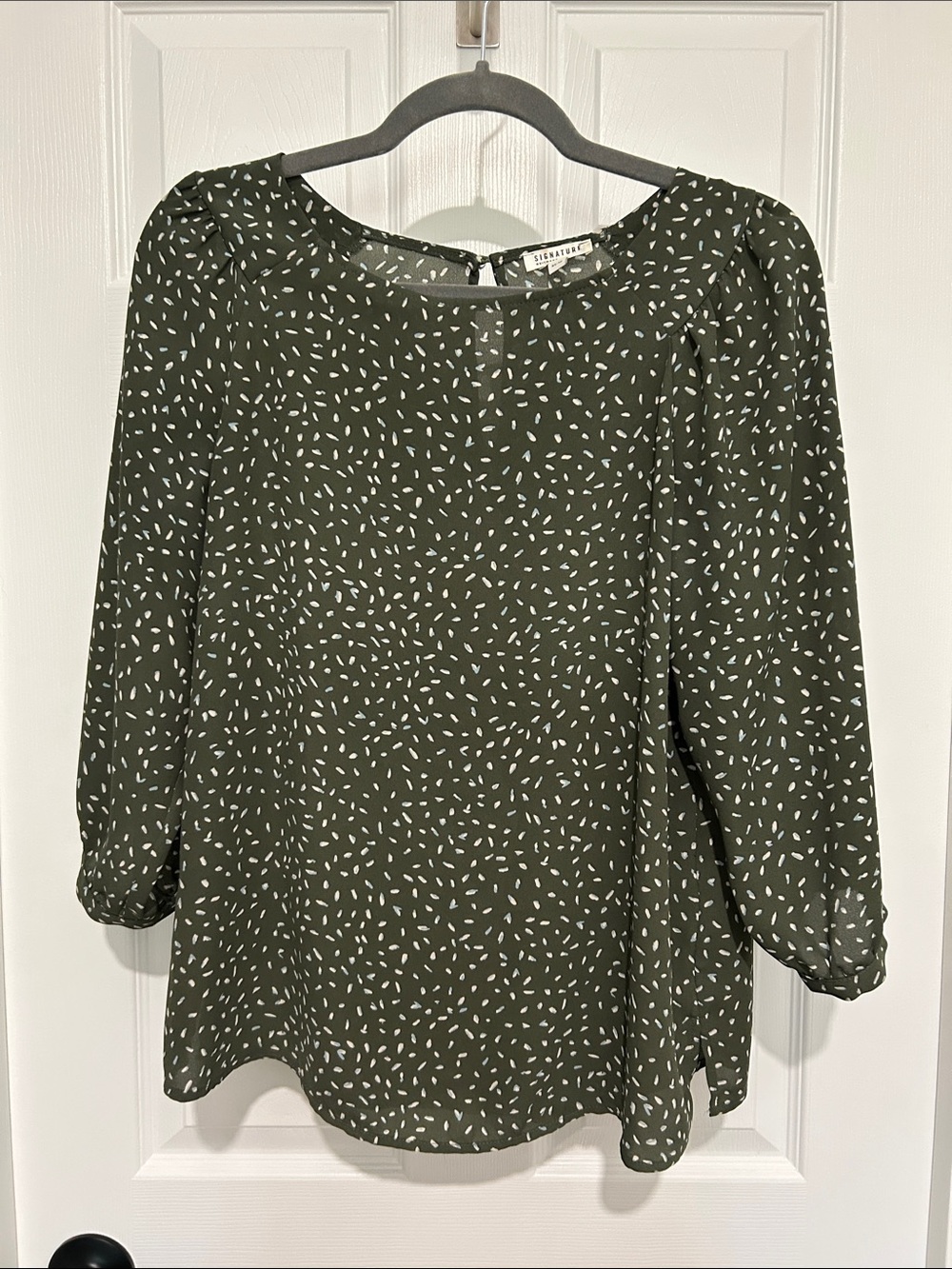 Reitmans Olive Green Printed Blouse - Women's Top